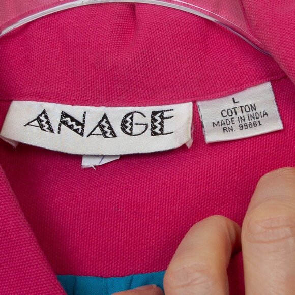 Vintage Anage Womens Purse Patchwork Button Front Jacket Size L Cotton Artsy - Picture 5 of 9